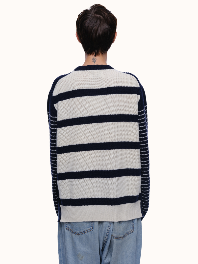 Jess Striped Crewneck in Recycled Cashmere & Recycled Wool