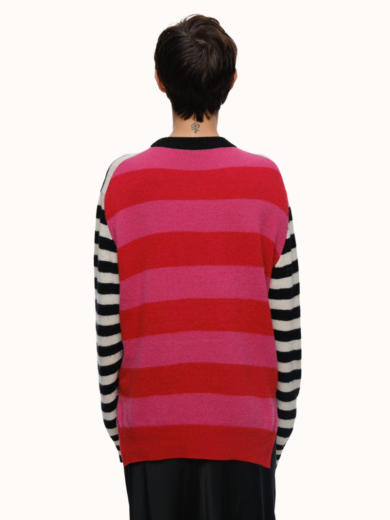 Jenn Striped Crewneck in Brushed Recycled Cashmere & Recycled Wool