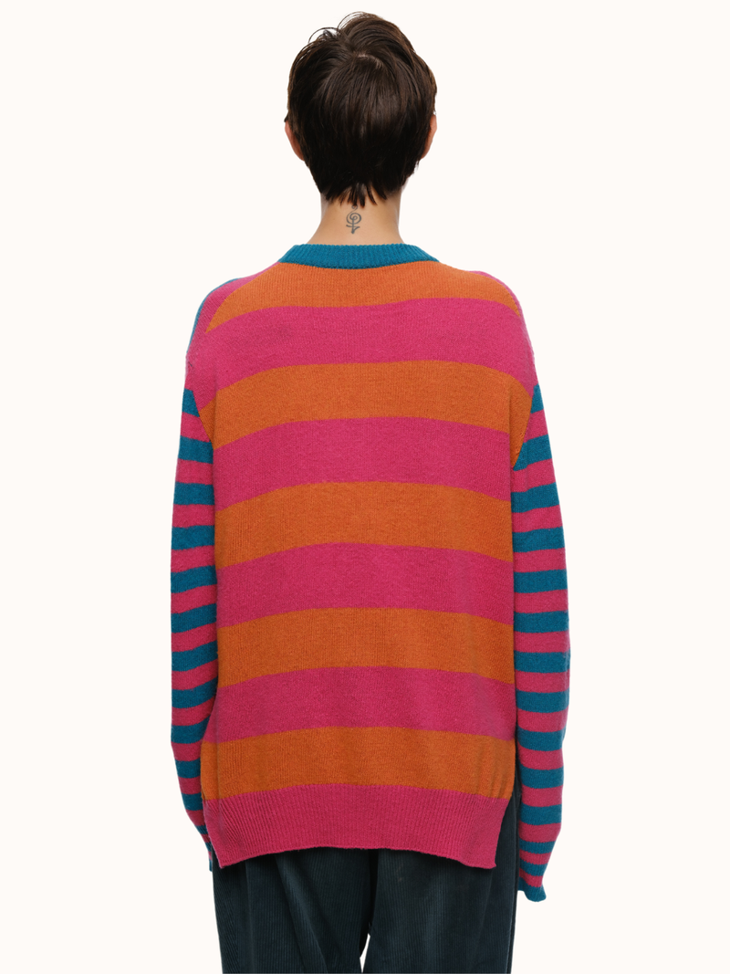 Jenn Striped Crewneck in Brushed Recycled Cashmere & Recycled Wool