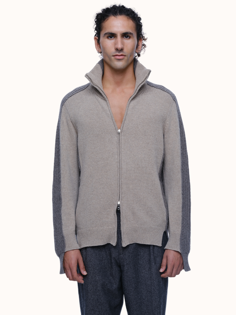 Dakota Zip Front Cardigan in Recycled Cashmere & Recycled Wool