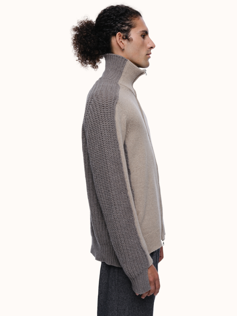 Dakota Zip Front Cardigan in Recycled Cashmere & Recycled Wool