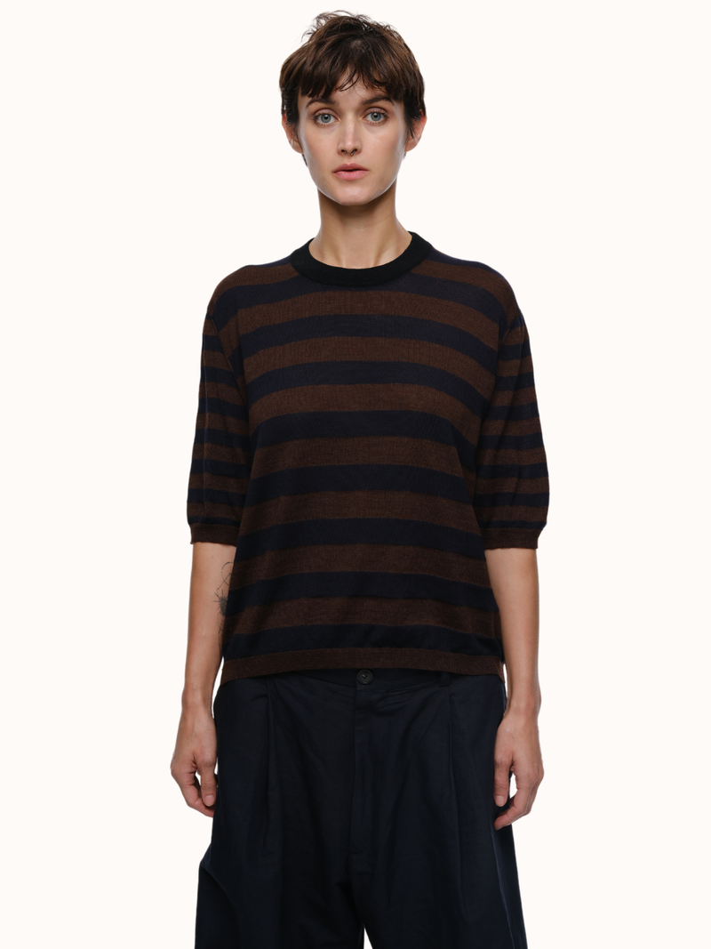 Hal Striped Crewneck in Extra Fine Merino Wool