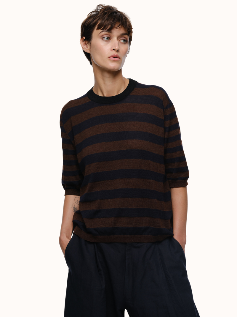 Hal Striped Crewneck in Extra Fine Merino Wool