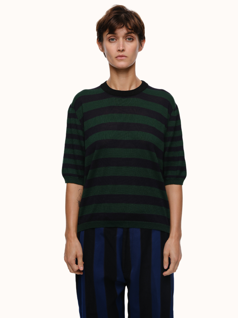 Hal Striped Crewneck in Extra Fine Merino Wool