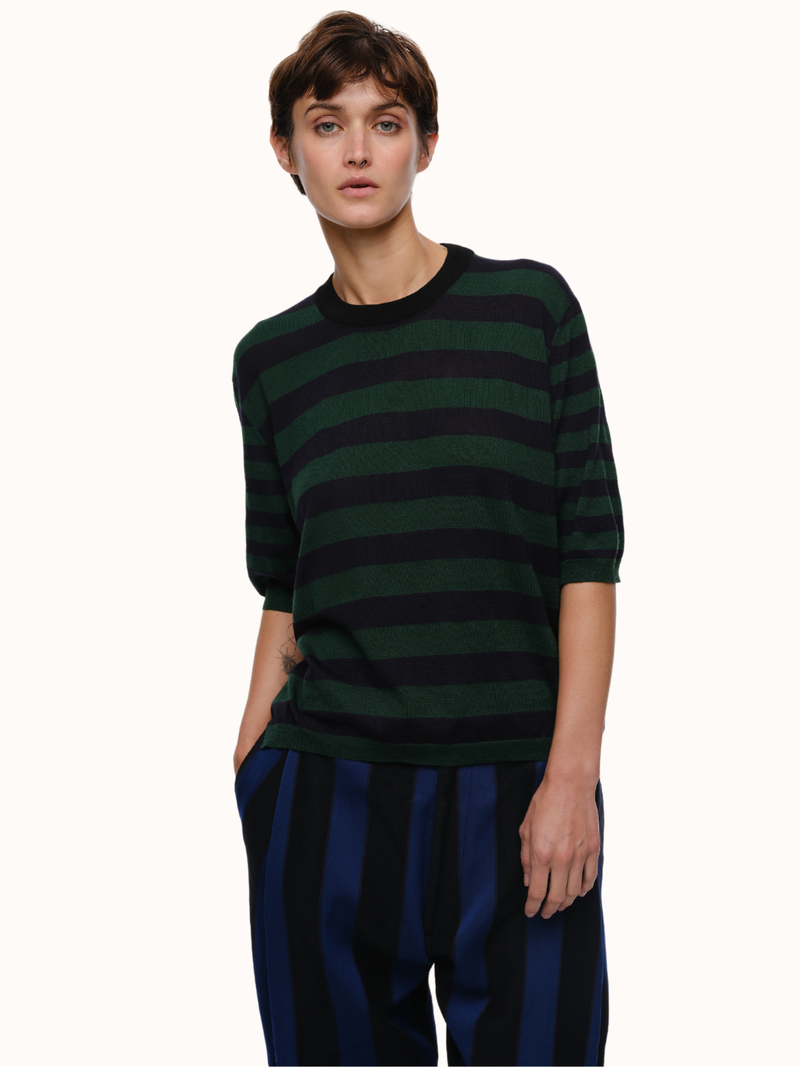 Hal Striped Crewneck in Extra Fine Merino Wool