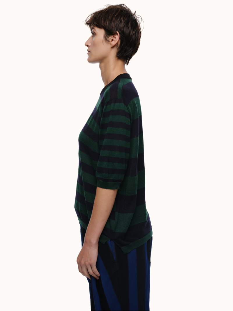 Hal Striped Crewneck in Extra Fine Merino Wool